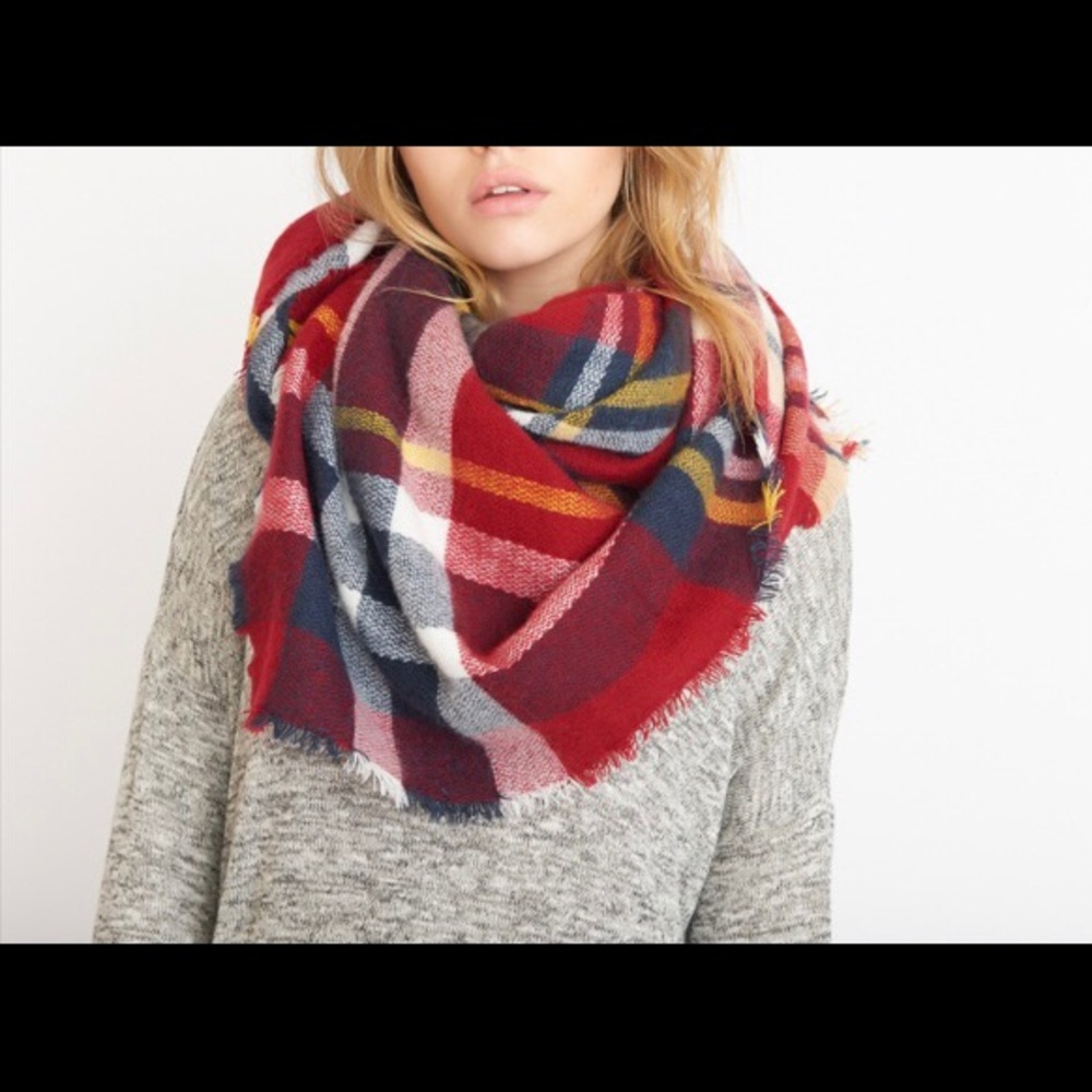 Garage Red-Plaid Blanket Scarf